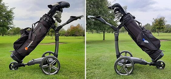 PowaKaddy electric golf trolleys on the golf course